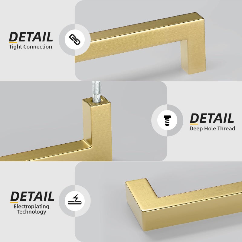 goldenwarm Kitchen Cabinet Handles Brass Drawer Pulls - LSJ12GD458 Kitchen Drawer Handles Knobs and Handles for Dresser Drawers Gold Pulls 10 Pack - Image 5